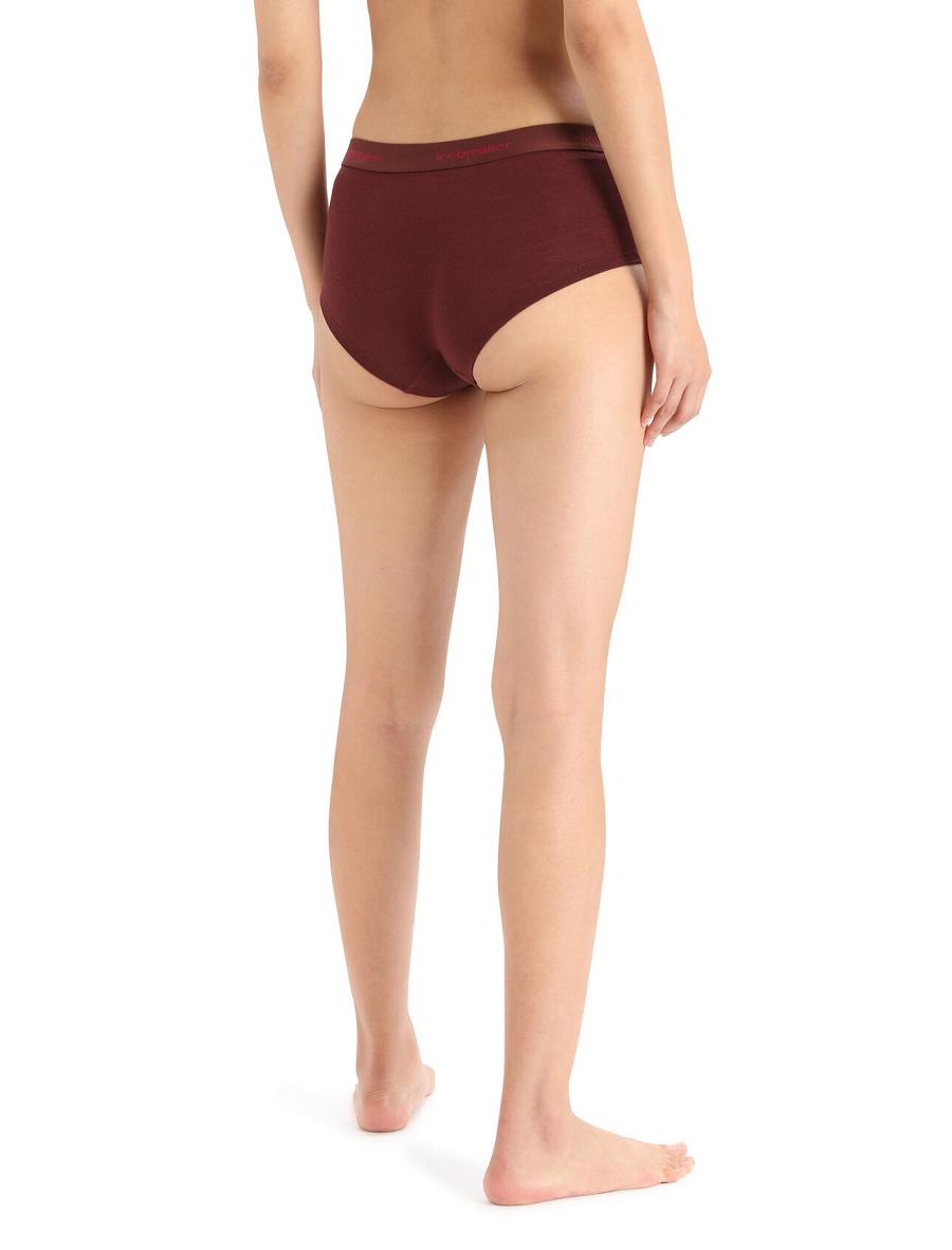 Bielizny Icebreaker Merino Sprite Hot Pants Damskie Czerwone | PL 1241VRWD